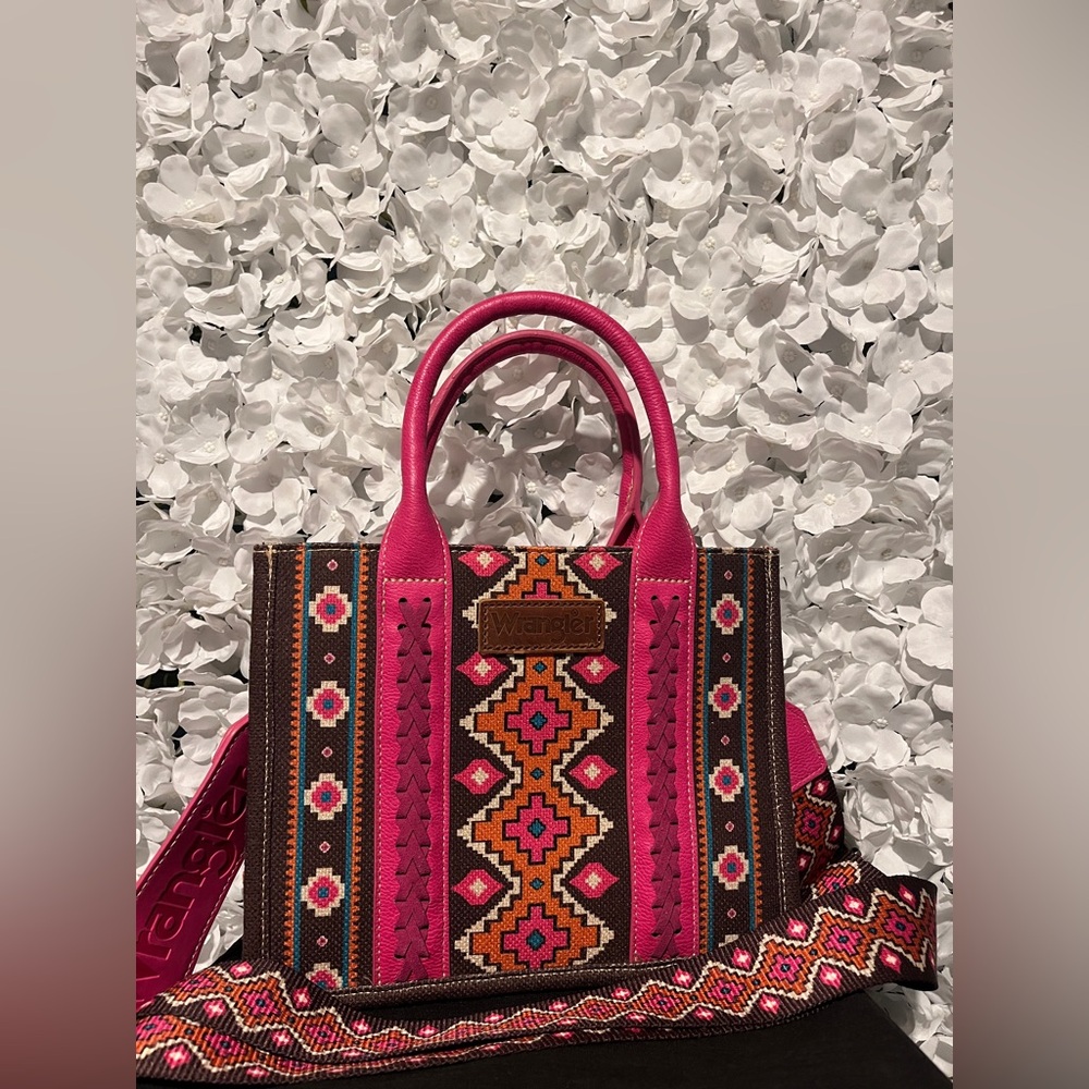 Wander Vibrant Pink and Brown Geometric Tote